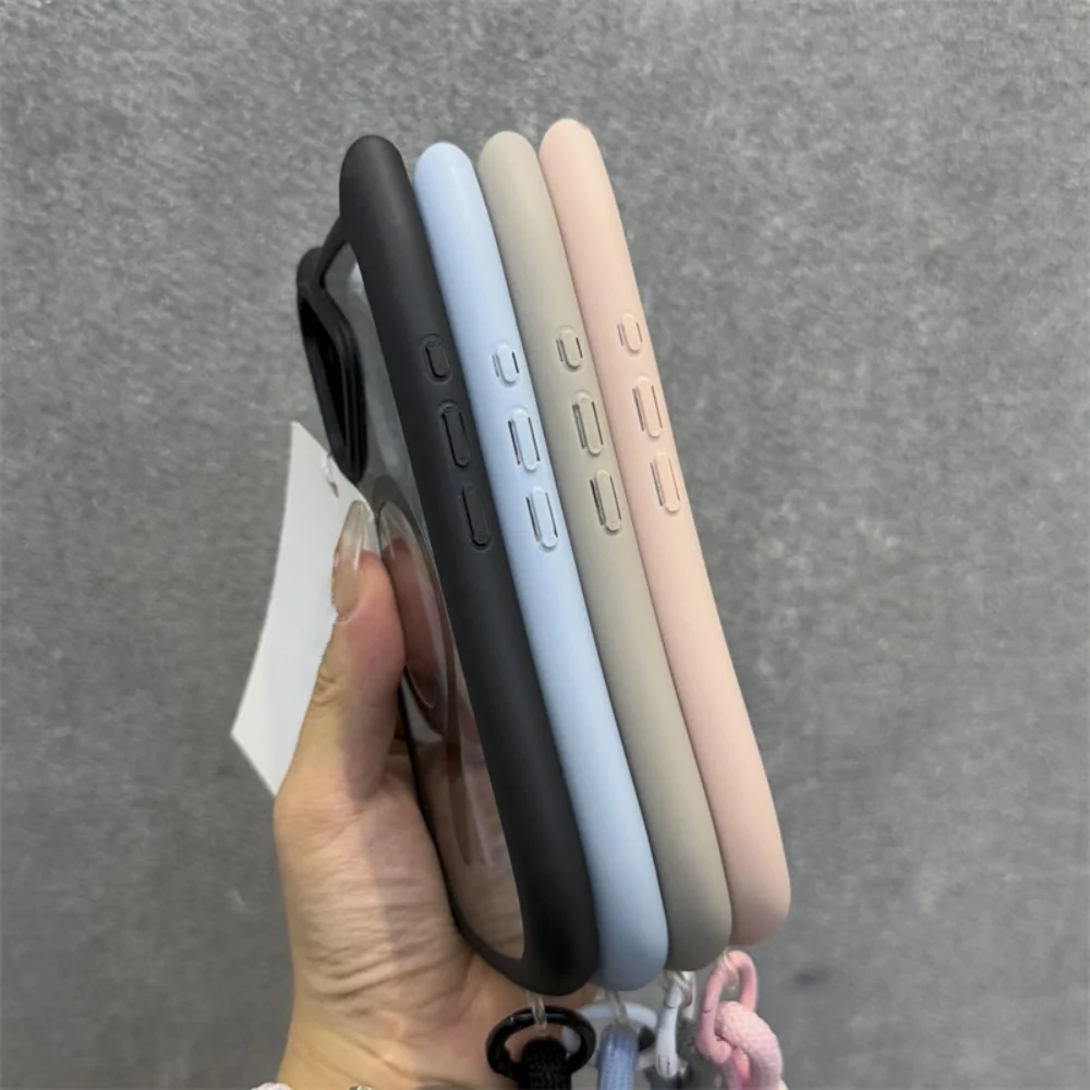 Funda Magsafe con orejas de gato para iPhone 17 Pro Max 17 Air 13 14 15 16 Pro Max, correa para muñeca, cordón, cubierta magnética transparente para armadura de PC