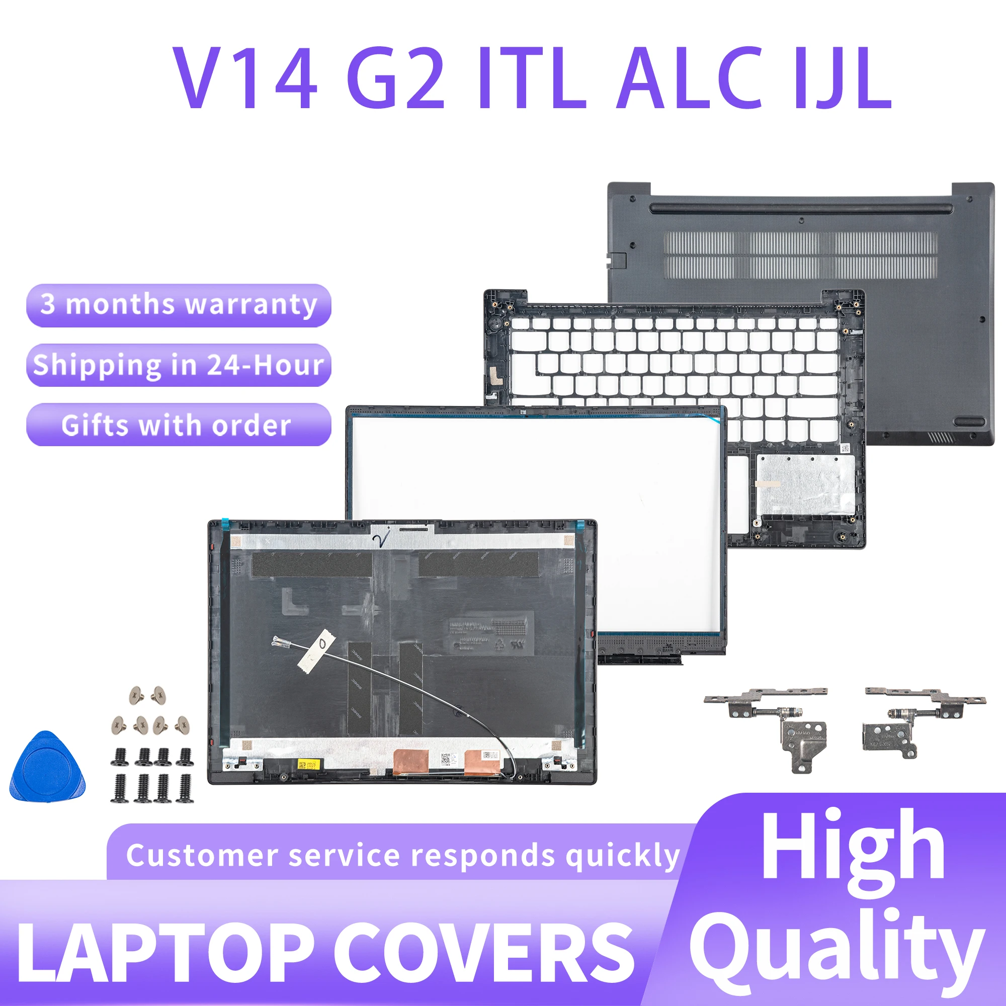 

New Housing Case For Screen V14 G2 ITL V14 G2 ALC LCD Back Case Front Bezel Hinges palmrest Bottom Case Gary/Black