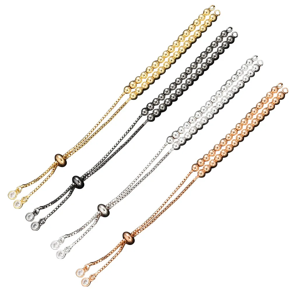 

4Pcs Brass Hand Chain Adjustable Semi-Finished Bracelets for DIY Jewelry Making Beads Stringing Accessories in Golden White Gold