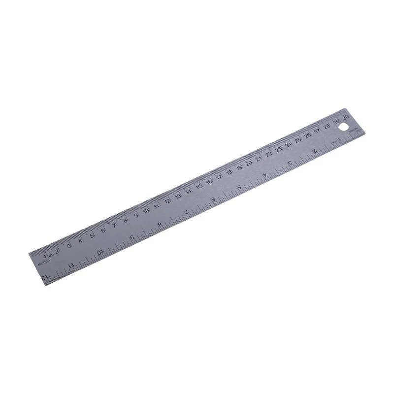 

652F Sturdy 12Inch Stainless Steel Ruler with Cork Back Smooth Brim for School Office and Woodworking Projects
