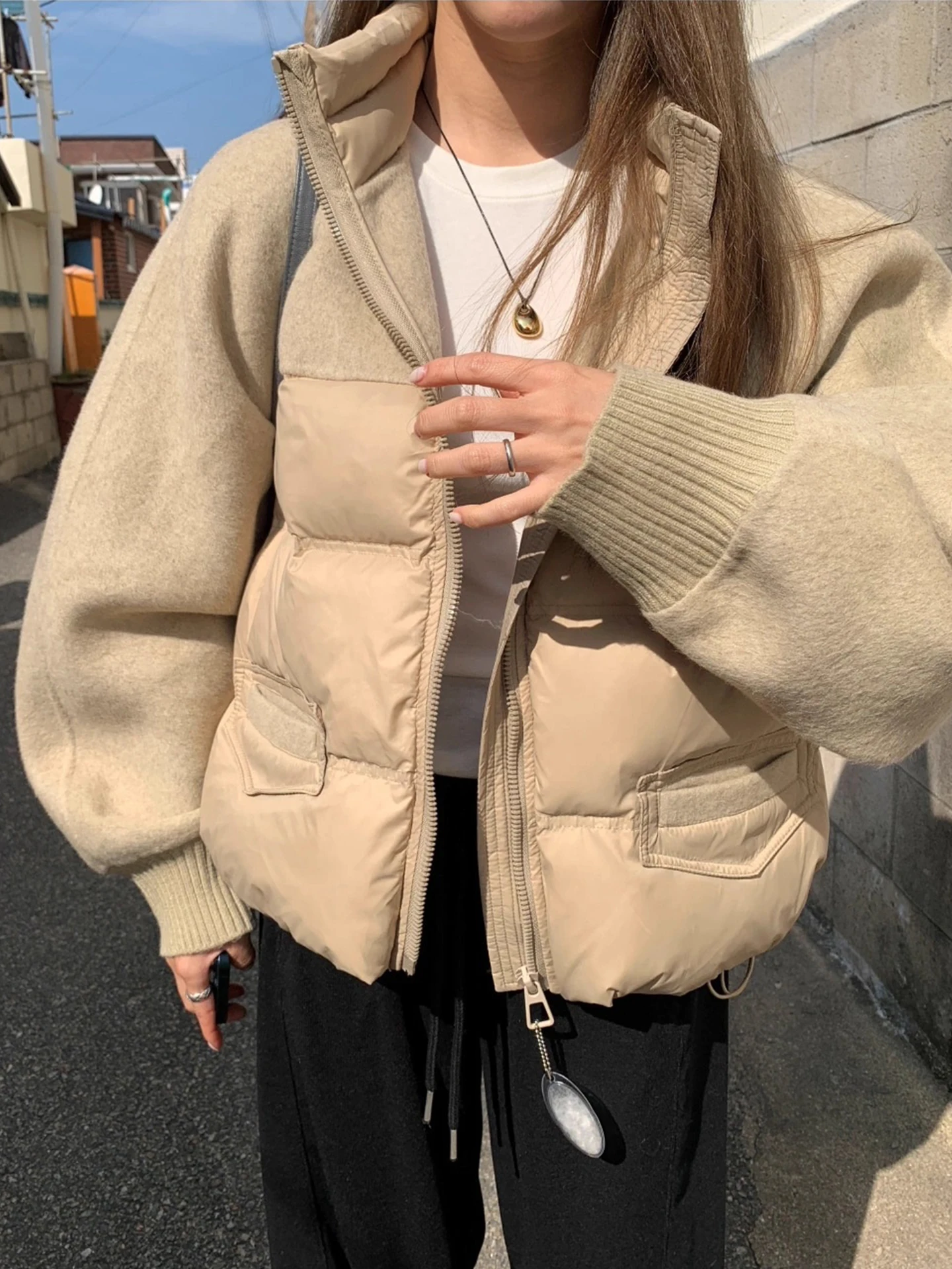 

Women's Cashmere-Blend Stand Collar Short Cotton-padded Jacket Premium Quality Warmth Jacket 2025 New Arrival Fall/Winter Season