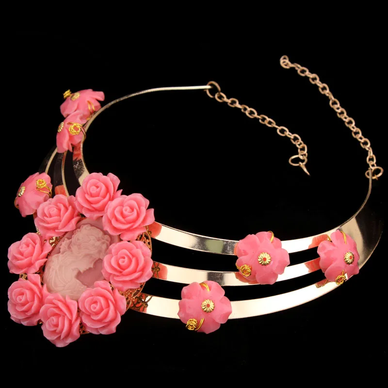 

Dudo African Dubai Gold Jewelry Set For Women With Pink Coral Flowers