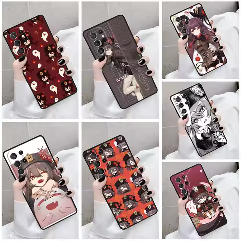 Phone Case For Samsung Galaxy S24 S23 S21fe S22 Ultra Plus Note 10 20 S8 S9 S10 Cover Cute chibi Hu Tao Genshin Impact