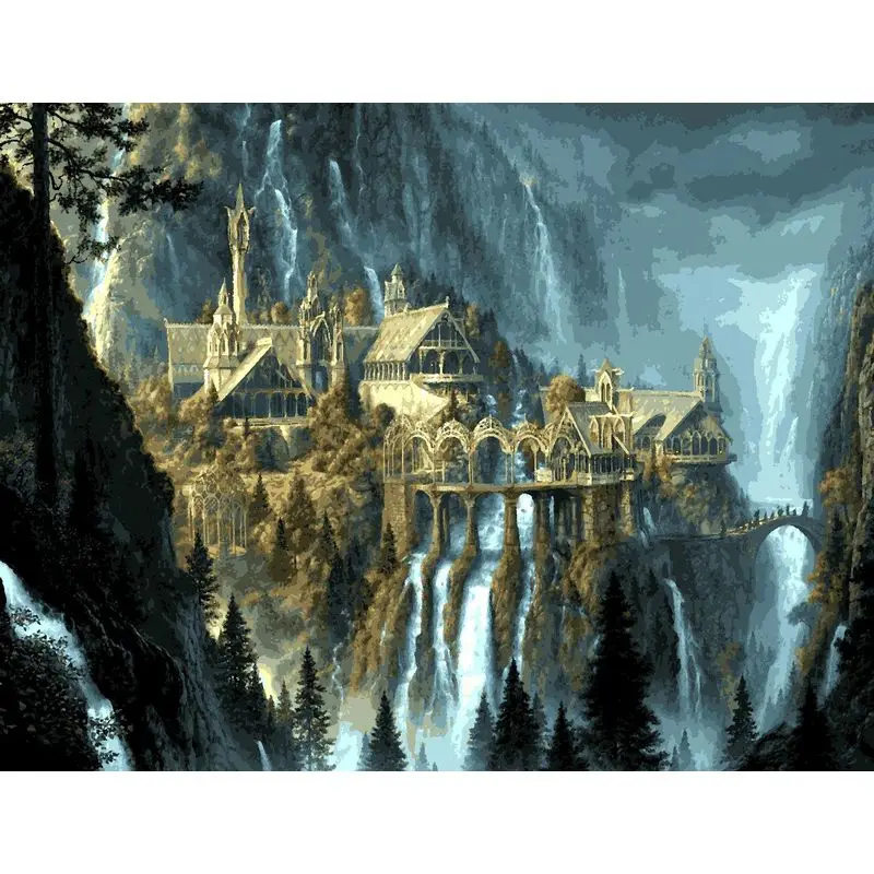 

GATYZTORY Frame Oil Paint By Numbers For Adults Castle Wonderland Diy Painting By Number Handpainted Kits Picture Home Decor