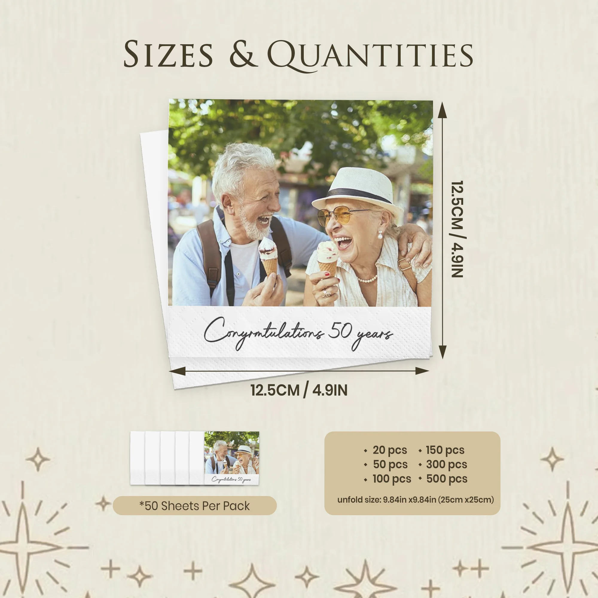 Personalisierte Servietten, 3-lagige, individuell gestaltbare Cocktail-Servietten, Foto-Servietten, Einweg-Papierservietten für Geburtstags- und Jubiläumsfeiern, zur Dekoration. – Detail 2