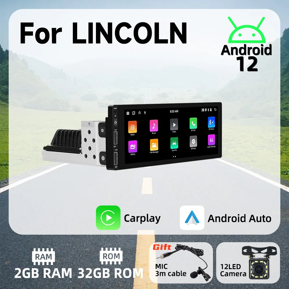 

6.9" 1Din Android Radio Car Multimedia Player for LINCOLN Android Auto Stereo Head Unit Carplay Autoradio GPS Navigation BT Wifi