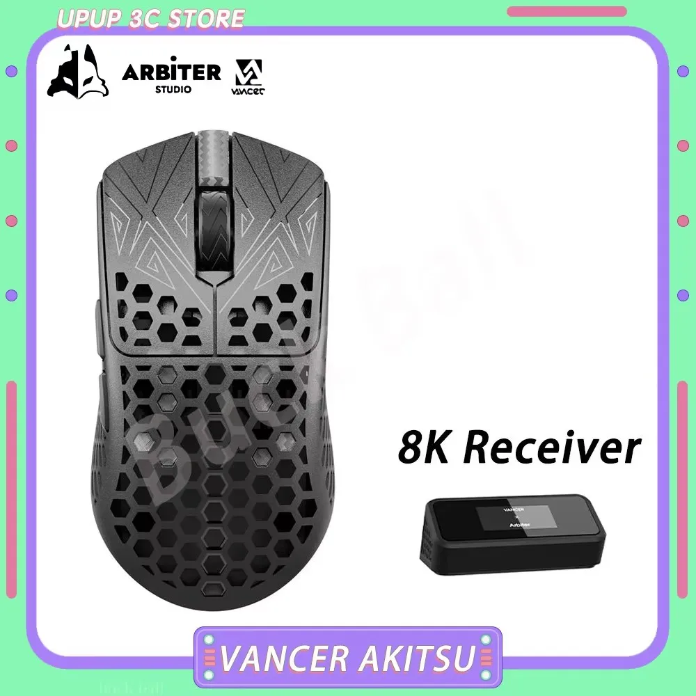 Vancer AKITSU 8K Carbon Fiber Mouse PAW 3395 Two Mode Wireless Gaming Mouse Low Delay Custom Mouse for PC Gamer Accessories