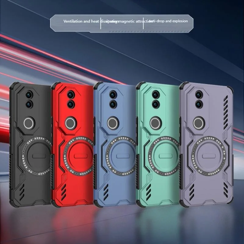 

Case for VIVO V50 Metallic Ring Stand Armor Hard Back Protective Casing