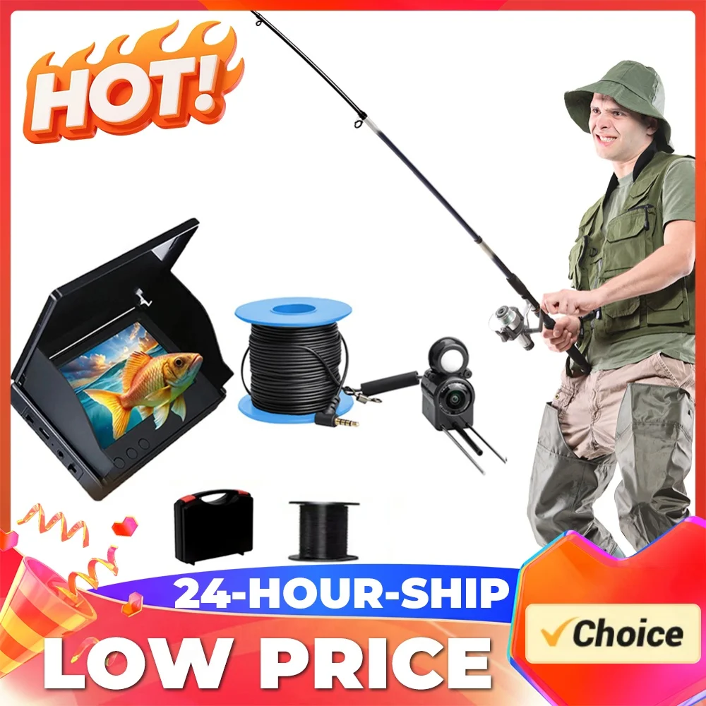 Underwater Fishing Camera 4.3 Inch IPS Monitor Ice Fishing Fish Finder 220° Fish Finder Night Vision Waterproof 15/20/30m Cable