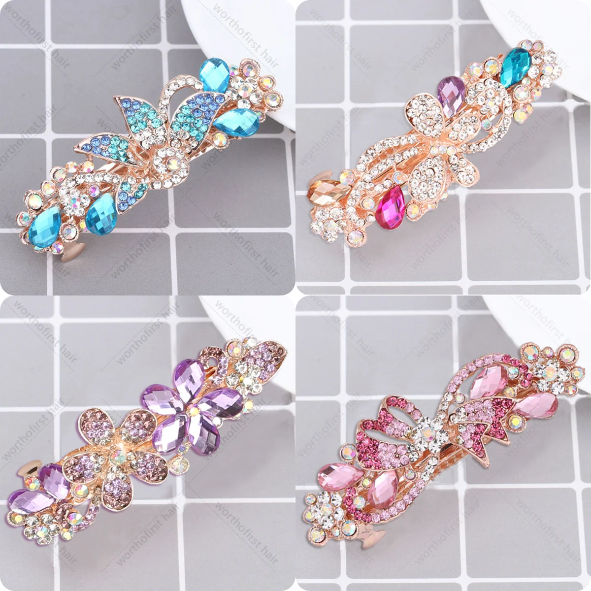 9cm New Ladies Large Korean Version Rhinestone Butterfly Hairpin Ponytail Hairclip Accessories Elegant Fashion Hair Accessories