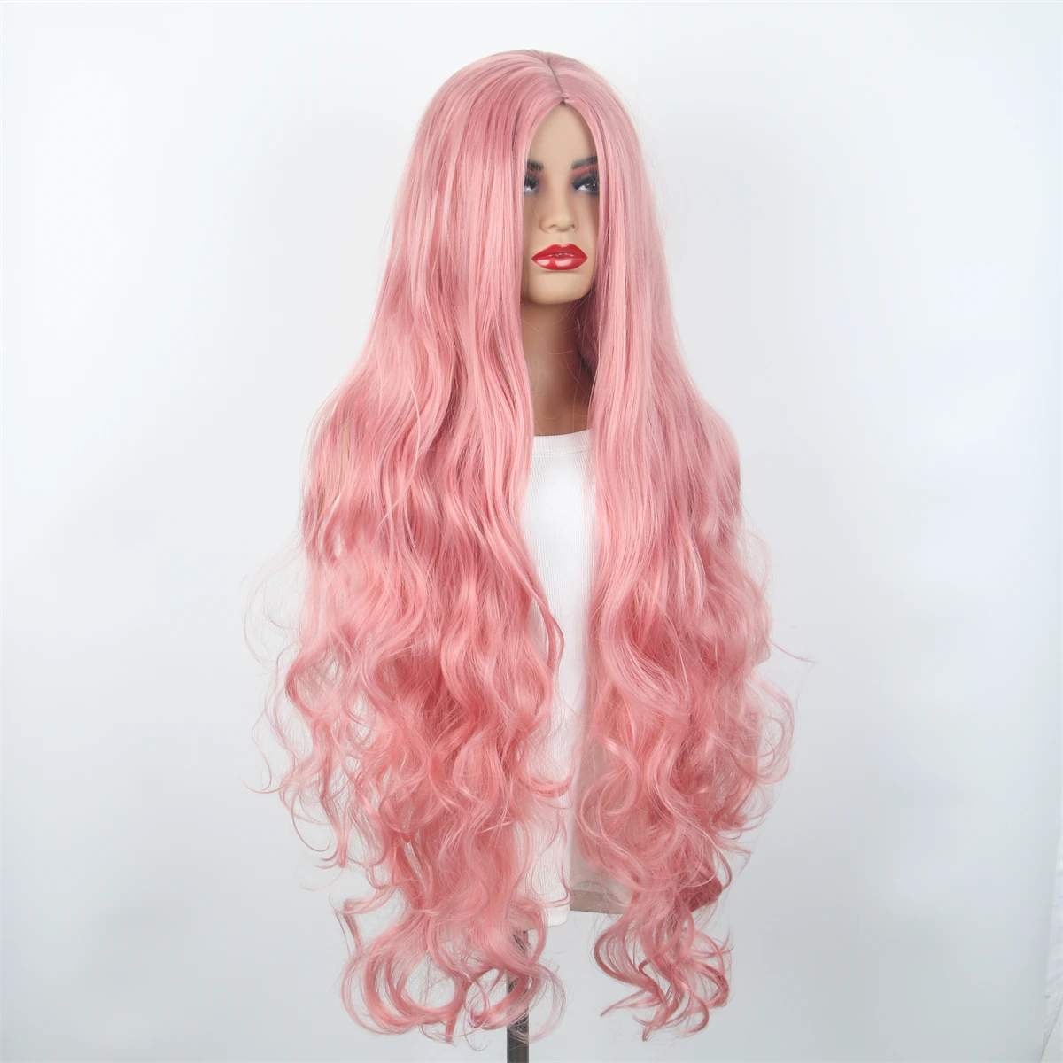 Synthetic Hair Black Pink Wig For Women Cheap Cosplay Wigs Long With Bangs Wavy Yellow Purple Lolita On Clearance Sale