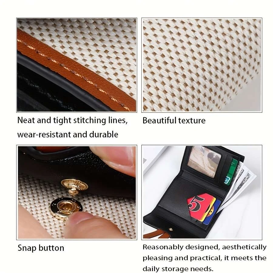 قطعة واحدة من حامل بطاقات بتصميم حرف D بنمط فحص أنيق ومحفظة قصيرة أنيقة للنساء والفتيات #5