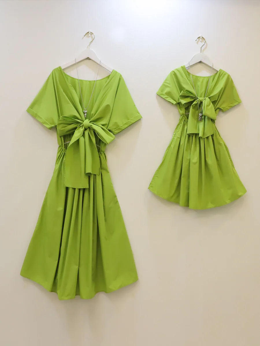 Mom and Daughter Matching Clothes Summer Dresses Green Family Matching Outfits Girl and Mother Dress for Beach Party Vacation