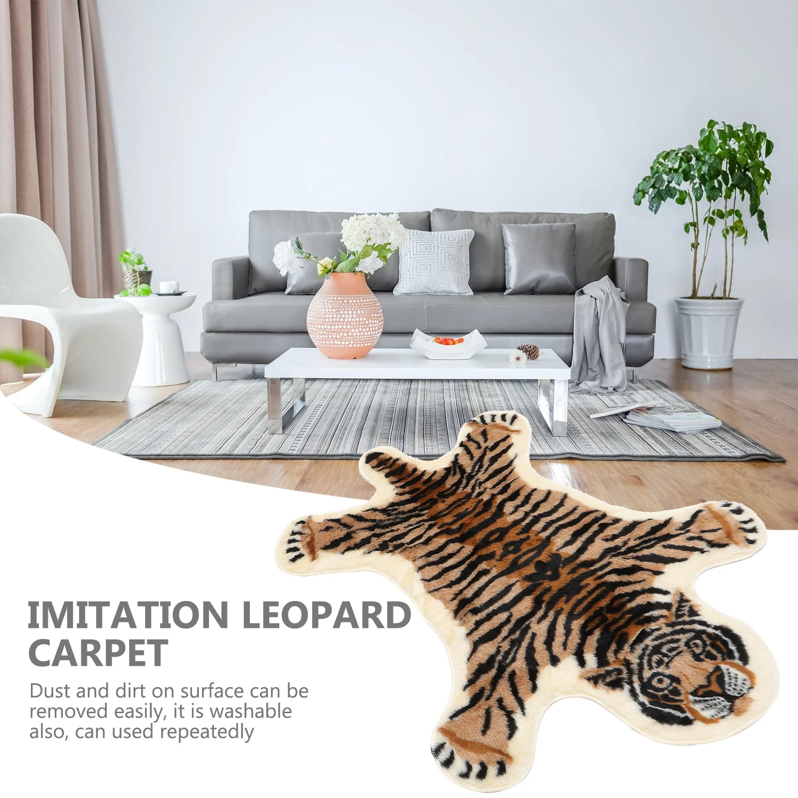 سجادة قصيرة بطبعة الفهد قابلة للغسل سجادة تقليد لغرفة المعيشة وغرفة نوم الأطفال سجادة أرضية ديكور المنزل سجادة منطقة #6