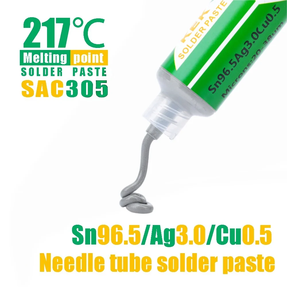 KEK Sn96.5Ag3.0Cu0.5 High Temperature Solder Paste 15g 20g 35g 50g Environmentally Friendly Silver Containing 305 No Cleaning