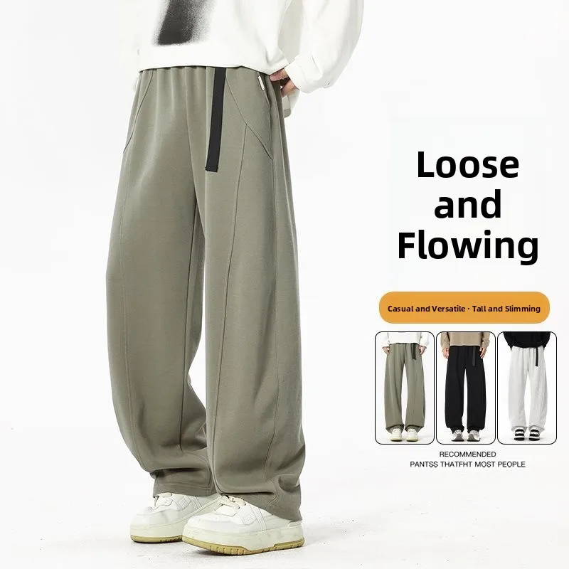 

M8XL Spring Autumn 25 New Knitted Sport Sweatpants Men Straight American Sle Casual High Waist Straight Leg Youth