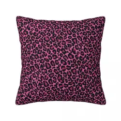 Funky Leopard Print Pillow Case Pink Black Spots Print Spring Colored Pillowcase Polyester Cushion Zipper Cover