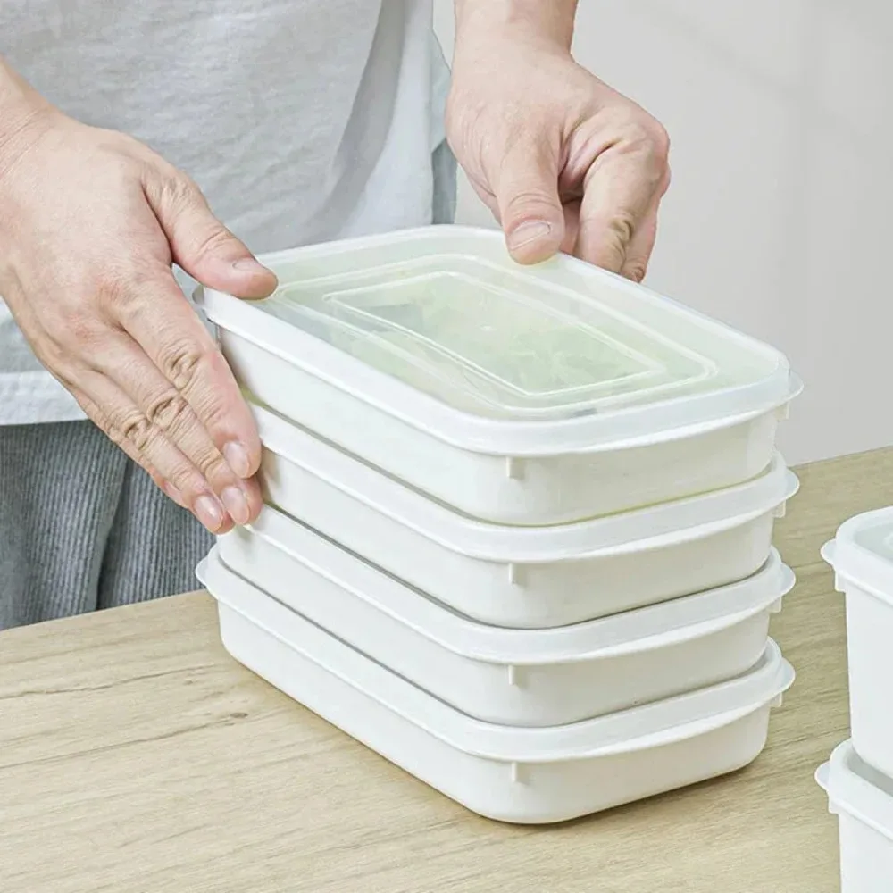 Plastic Fridge Food Storage Box Sealed 350ML/700ML/800ML/1600ML Fresh Divided Organizer with Cover Frozen Storage Box