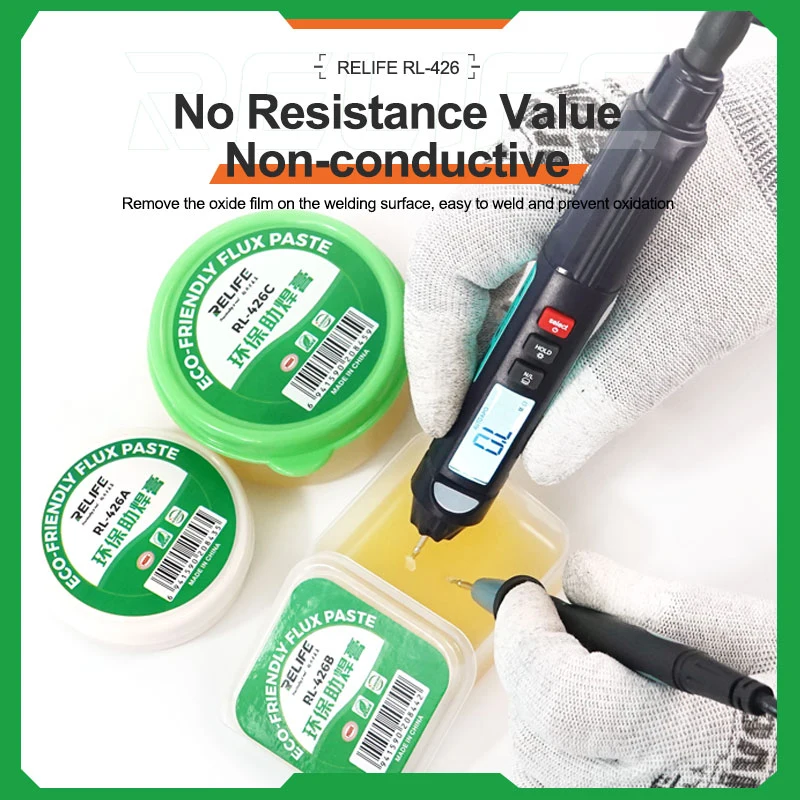 RELIFE RL-426A/B/C 30g 40g 80g عالية النقاء صديقة للبيئة لحام لصق لإصلاح المكونات الإلكترونية بغا رقاقة