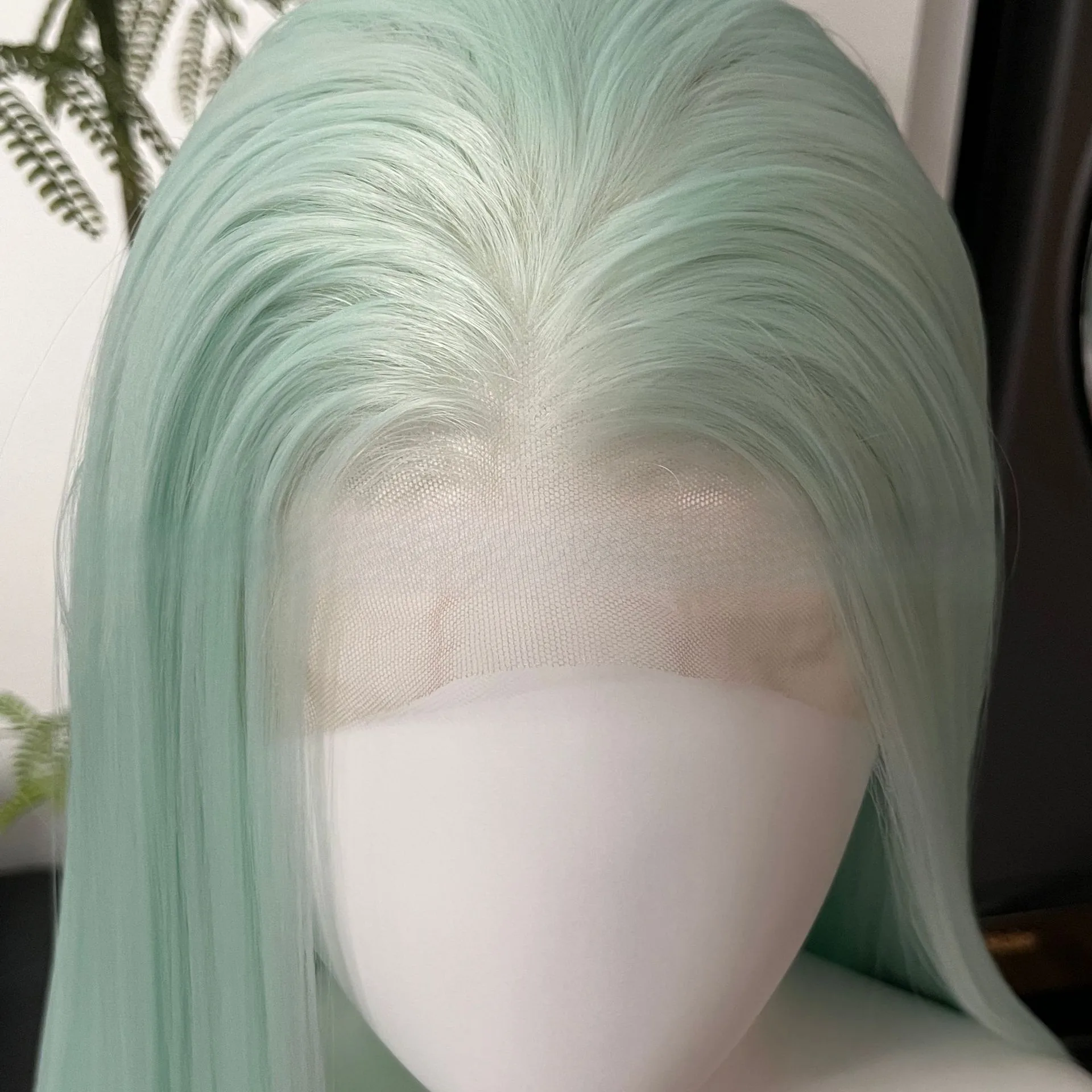 28 cali jasna mięta jasnozielona ręka hak czoło europa i ameryka 13x4 koronkowa peruka kobieta pełny zestaw słuchawkowy peruka do cosplay