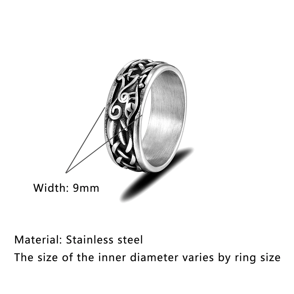 Never Fade Viking Jormungand Rings Men Stainless Steel Norse Mythology Midgard Serpent Rune Finger Ring Amulet Male Jewelry Gift