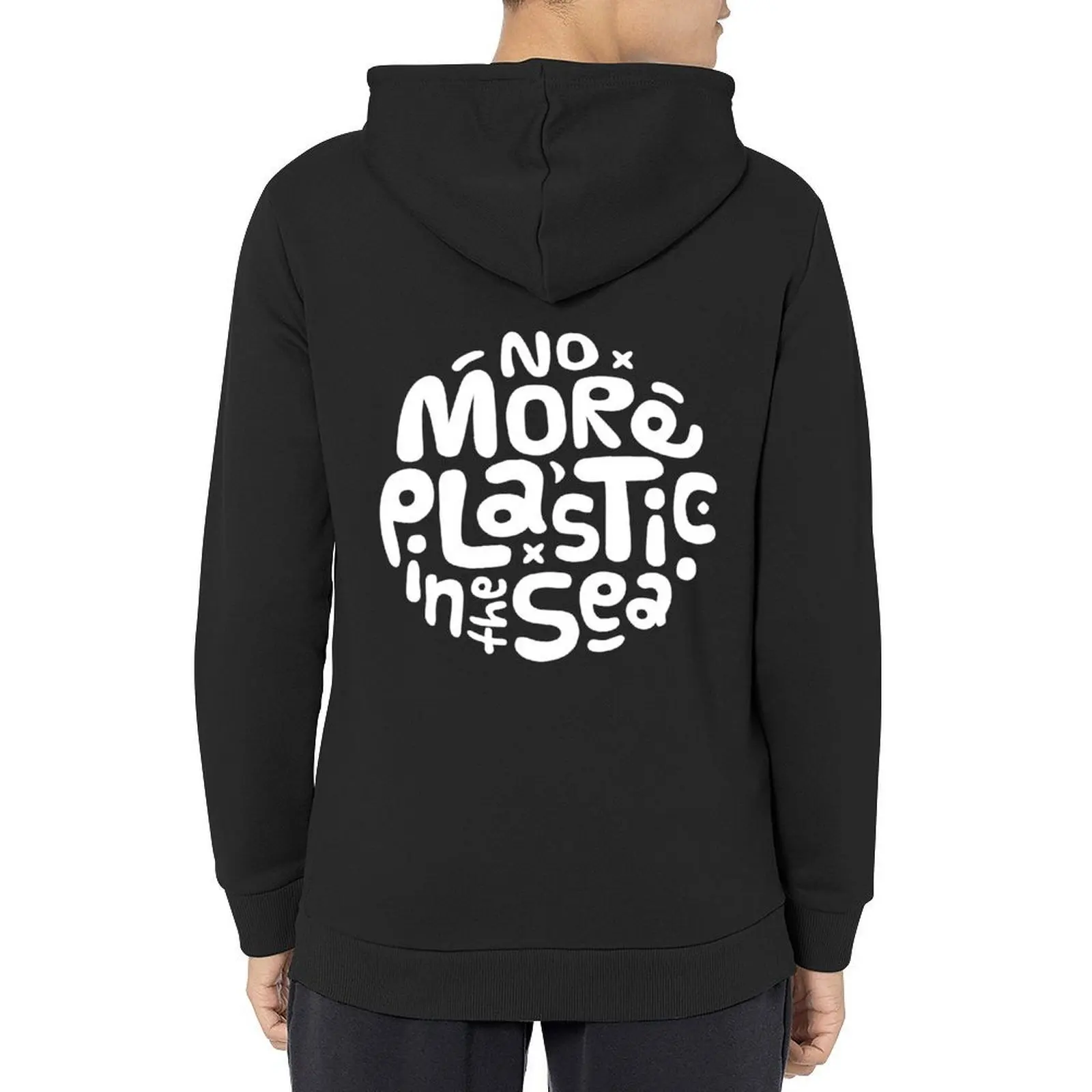 

No More Plastic in the Sea - Plastic Pollution Logo Hoodie autumn new products mens designer clothes fashion men hoodie graphic