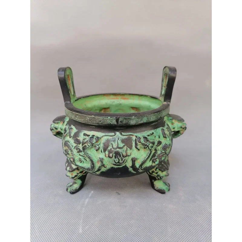 

Antique Bronze Ware Er Long Xi Zhu Ding Stove Household Decoration