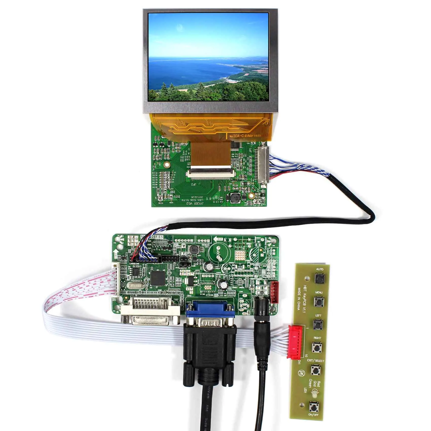 

DVI VGA LCD Controller Board RT2281+LVDS Tcon Board With 3.5inch 640X480 PD035VX2 LCD Screen