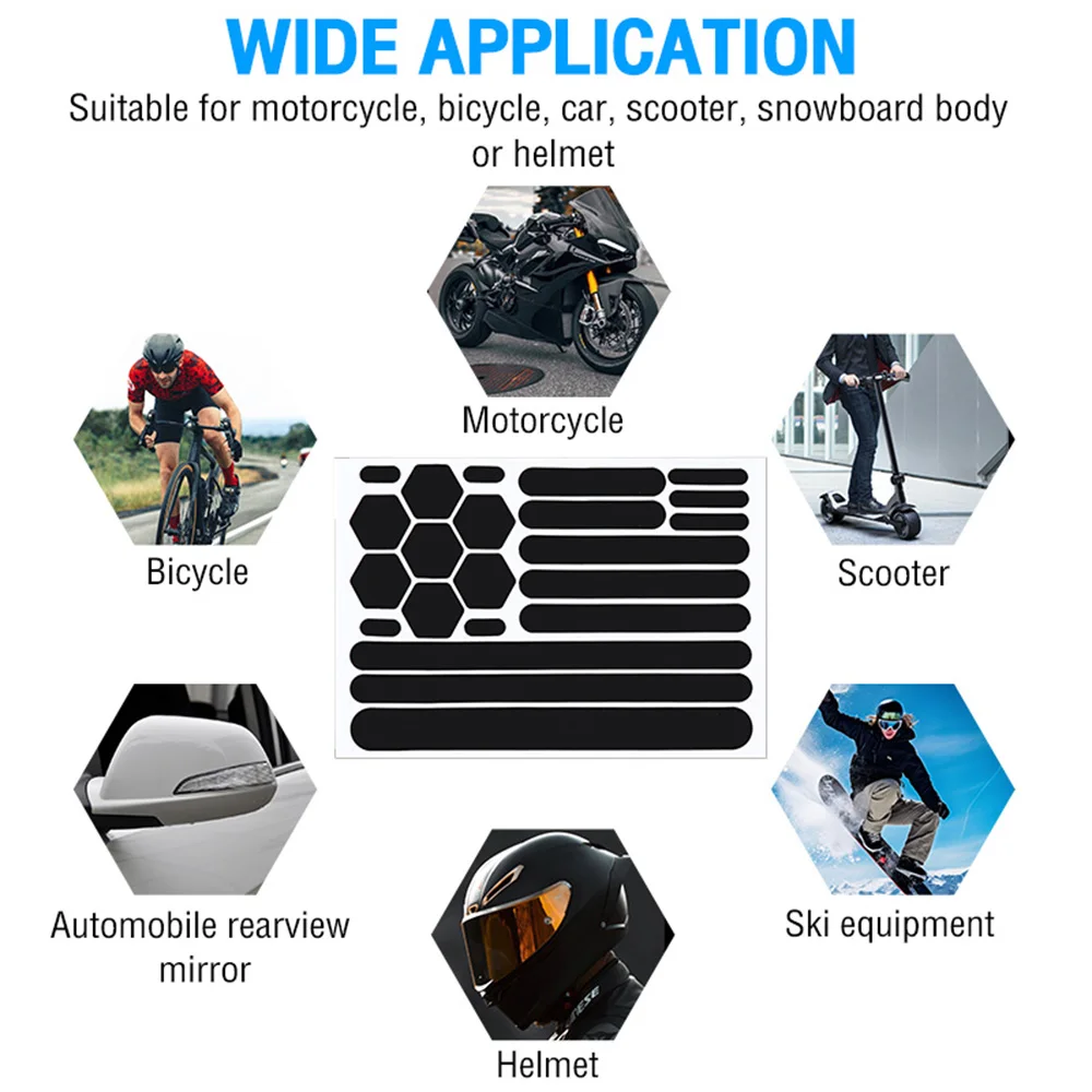 Reflective Stickers for Helmets Invisible Helmets Stickers Self-adhesive Reflective Tape for Helmets Bike Motorcycle Scooter