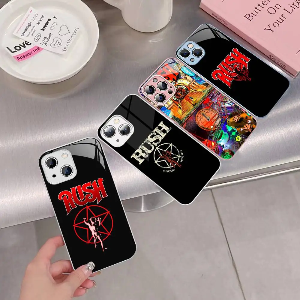 Famous R-RUSH ROCK BAND For IPhone 14 13 12 Mini 11 Pro XS Max X XR 14 Plus Tempered Glass Cover
