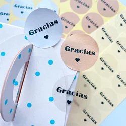 100Sheets Round Sealing Sticker Transparent Spanish Thank You Gracias Food Baking Cake Cookies Wedding Decoration Adhesive