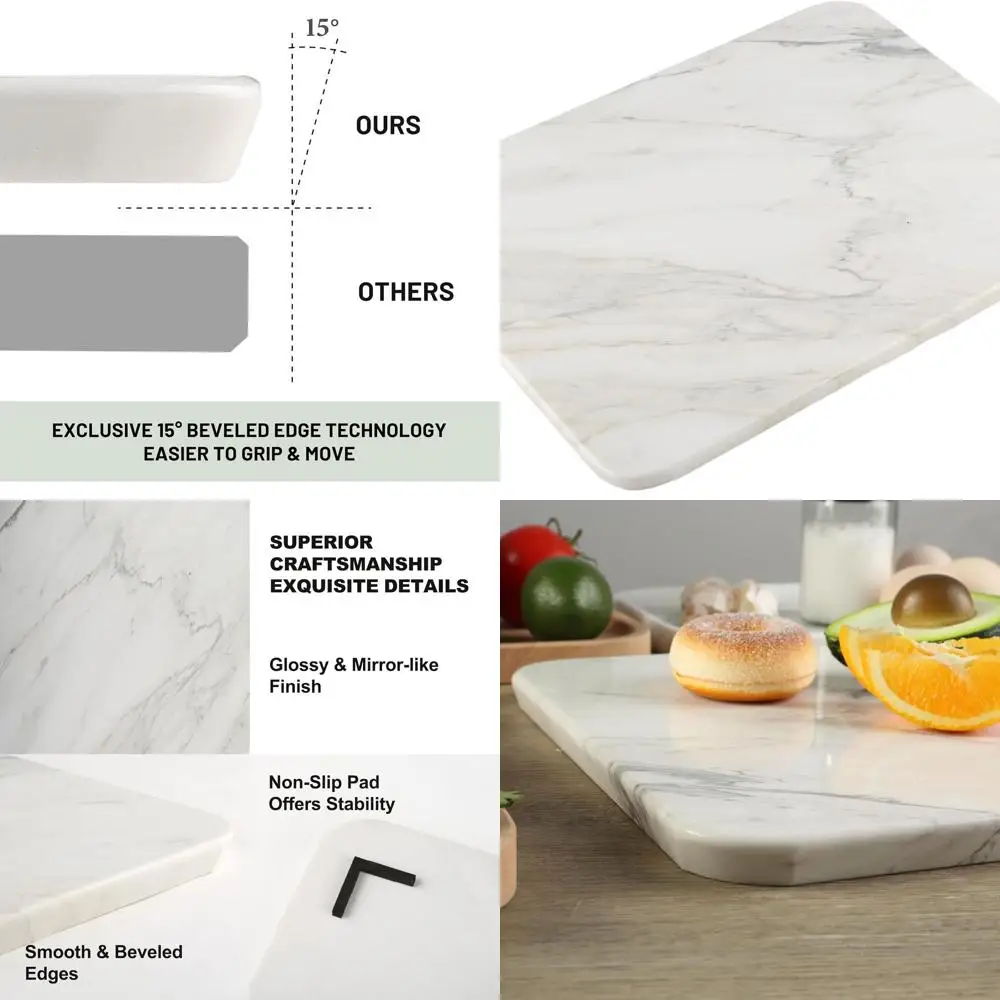 

Large 16x12 Italian Marble Chef Board - Handcrafted for Kitchen, Cheese, Charcuterie, Pastry - Ideal Wedding or Housewarming Gif