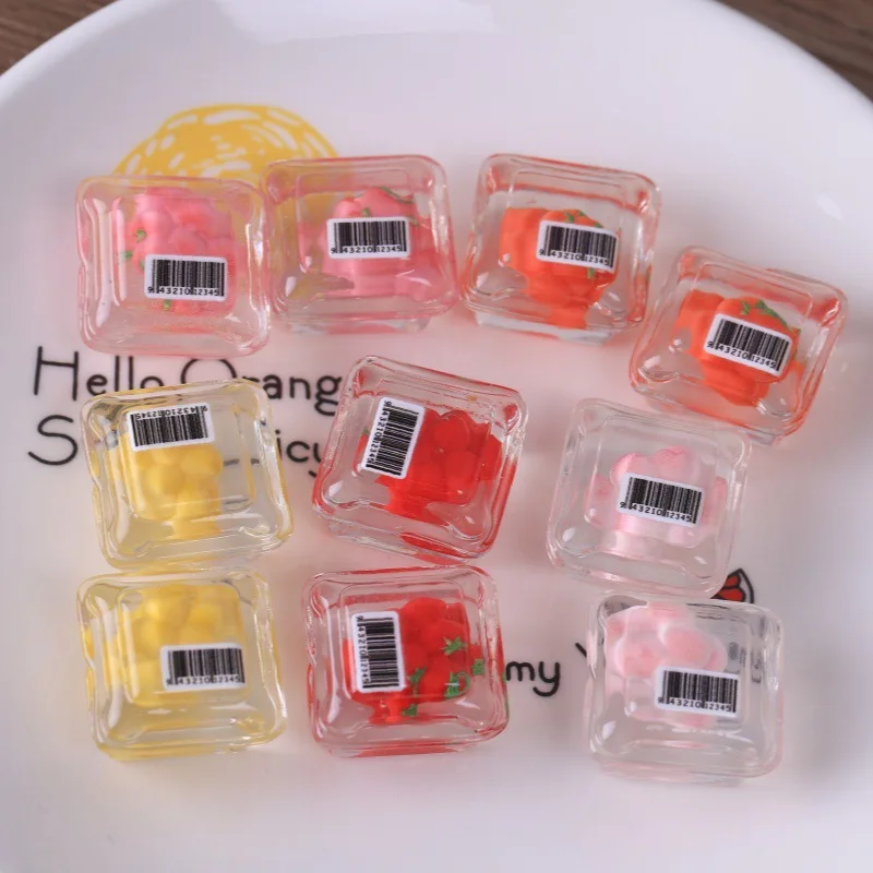 3pcs Mini Tomato Fruit Mango Ice Box Model Realistic Food DIY Handmade Resin Miniature Decoration Desktop Craft Model