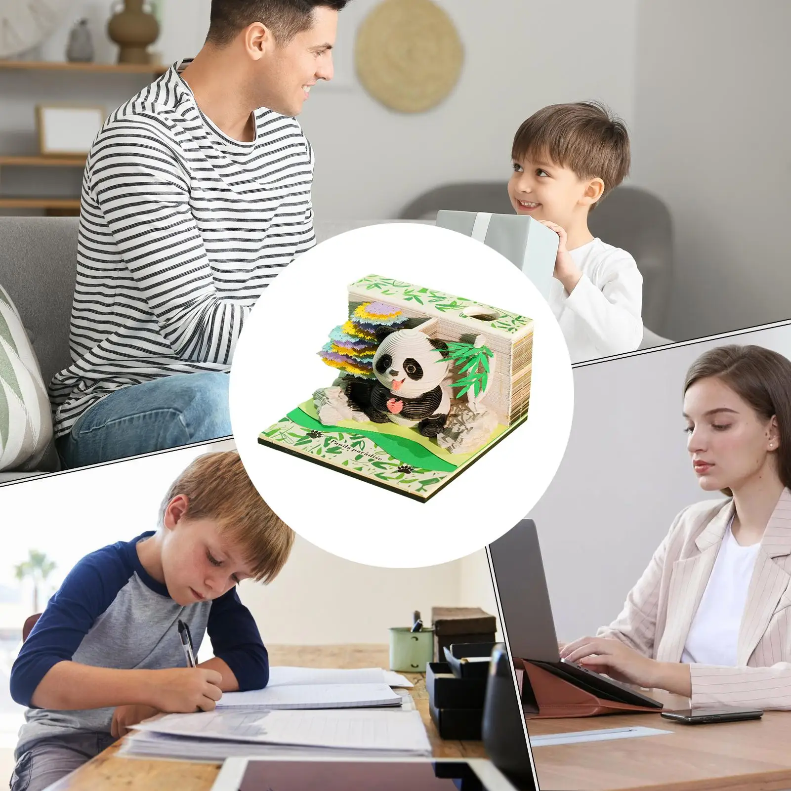 

3D Calendar 2026 Panda Design Memo Cute Paper Sculpture Calendar For School Classroom Home Teacher Commute Christmas Holiday