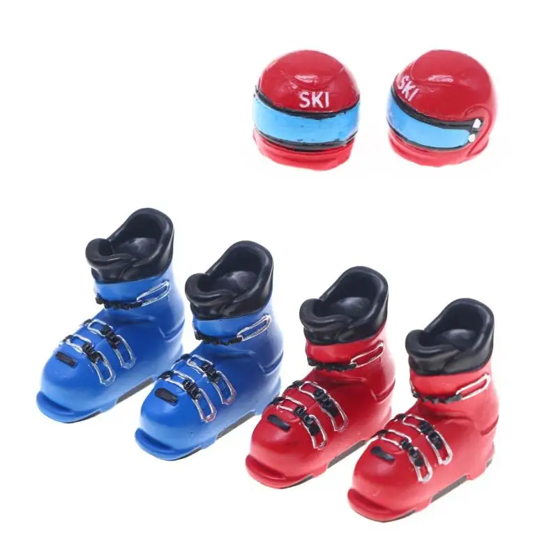 

Миниатюрные коньки и шапки для лыжников в масштабе 1:12, модель зимней лыжной сцены, декор, игрушка, аксессуары для кукольного домика