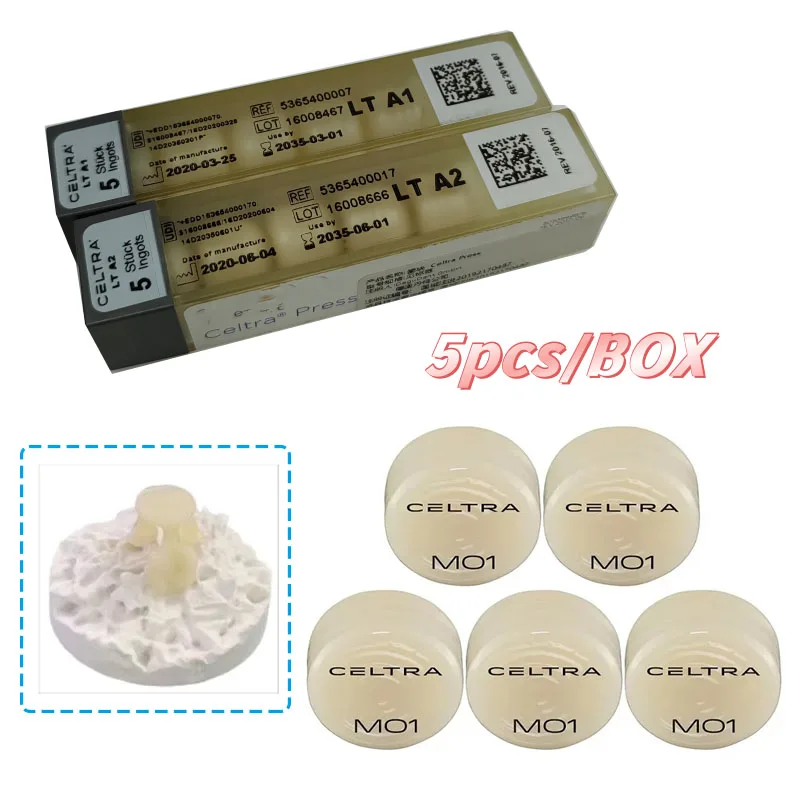 5Pcs/Tube Dental Sirona Celtra Press Dental CAD CAM HT/LT Glass Ceramic Ingot ZLS Zirconia-Reinforced Lithium Silicate