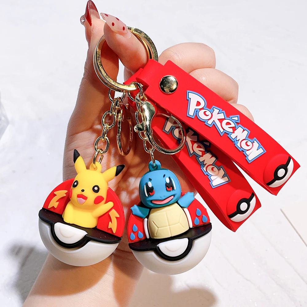 Llavero de Pokémon con Pikachu y Poké Ball, Colgante de llavero bonito de Pokémon, Llavero para hombre y mujer, Máquina expendedora de muñecos, Venta al por mayor de regalos