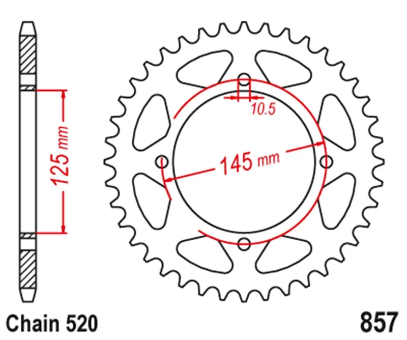 520 Motorcycle Rear Sprocket For Yamaha XV250 89-94 XV250S Virago 1995-2008 XV250 Route 66 88-90 XV250C Route 66 1988-1990