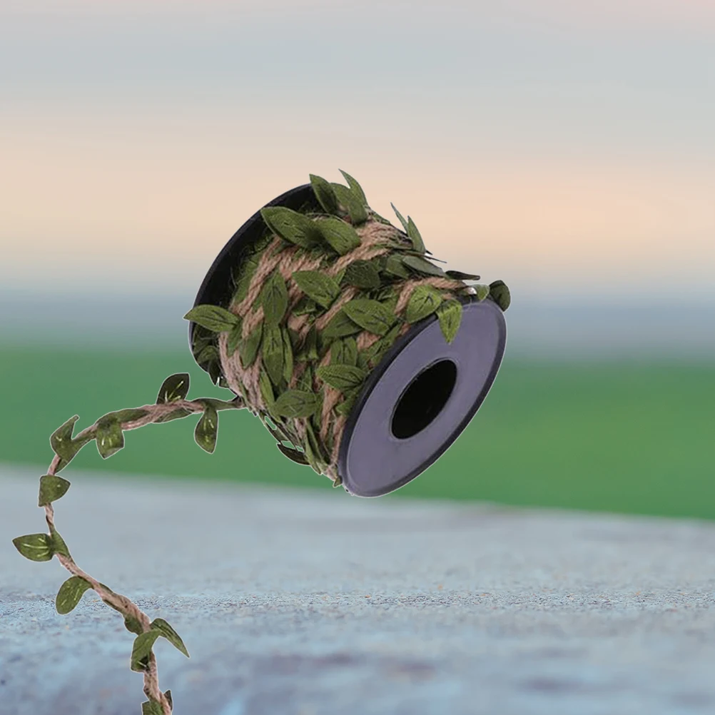 

2pc Burlap Leaves Jute Rope 10M Artificial Vine Garland For Wedding Bouquet Wrapping Diy Craft Background Decoration Flower