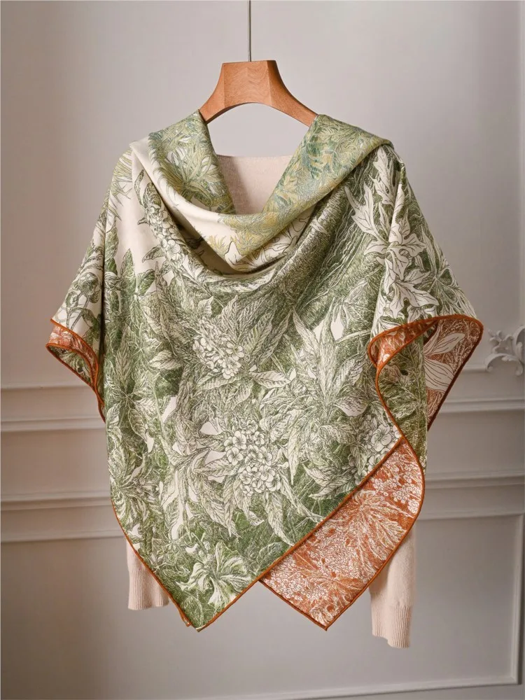 A silk and wool scarf shawl for the botanical garden large square air-conditioned room