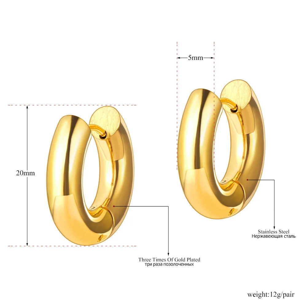 Lokaer 18K Gold Plated Stainless Steel Huggie Earrings Fashion Small Hoop Earrings 20mm Gold Earring Jewelry For Women E22026
