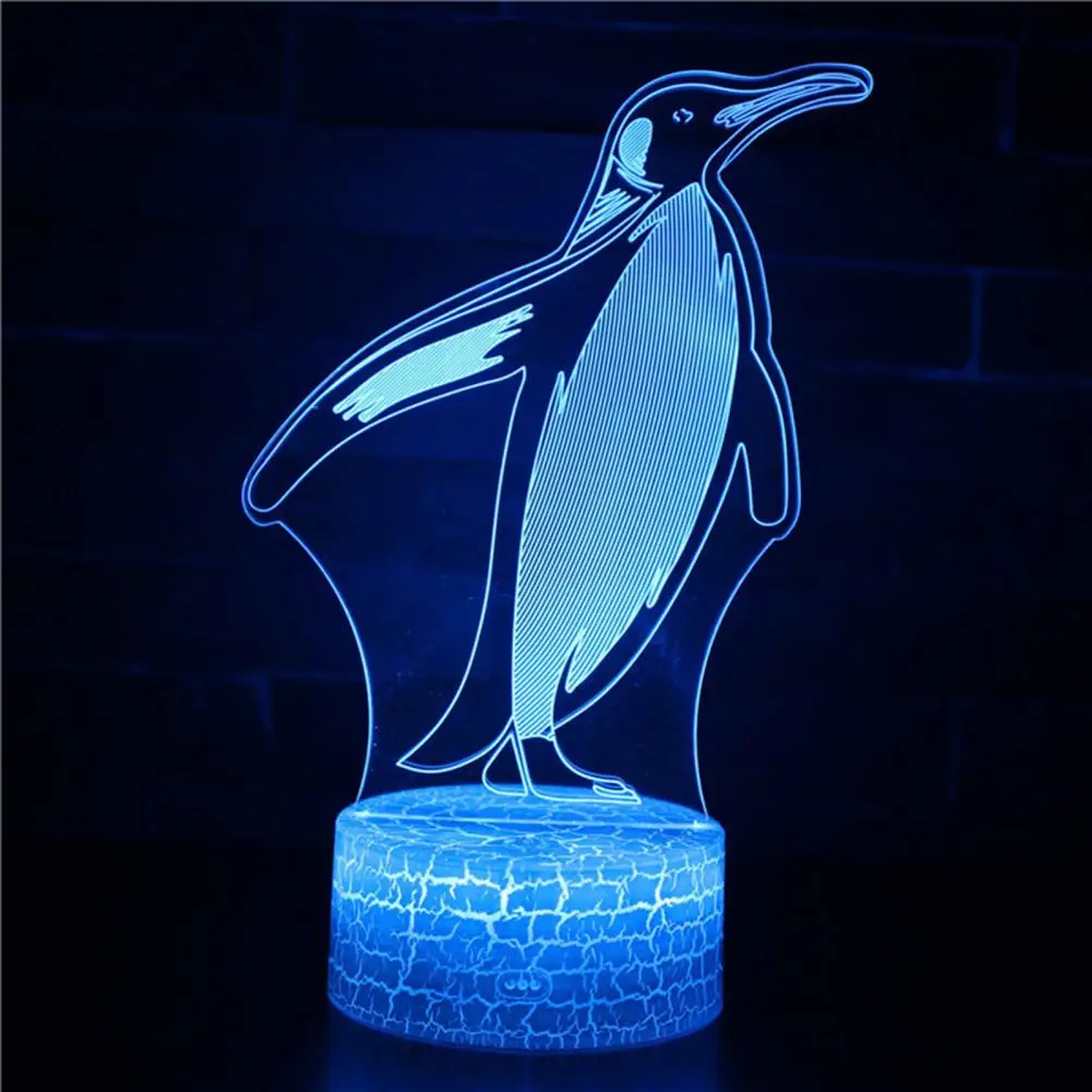 Ambient Mood Penguin 3d Illusion Lamp Led Acrylic Night Light with 16 Color Changing Modes Remote Touch Control Usb for Kids