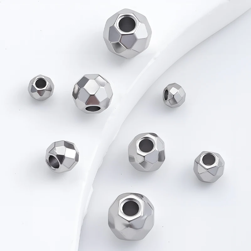 20개 스테인리스 스틸 참 3-6mm 라운드 볼 스페이서 비즈 쥬얼리 제작 재료 DIY 공예 팔찌 목걸이 용품