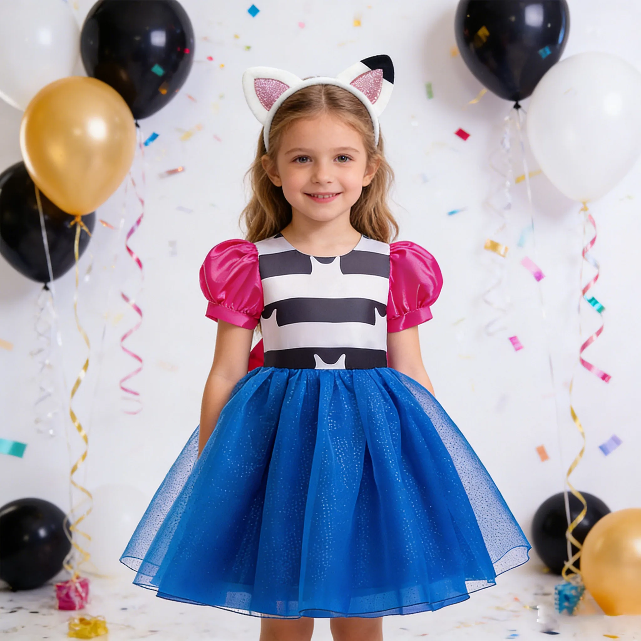 Robes en maille pour bébés filles, chat Gabbys, avec bandeau, fête d'halloween, noël, enfants, dessin animé Gabby, maison de poupée, Costume de Cosplay 2 pièces