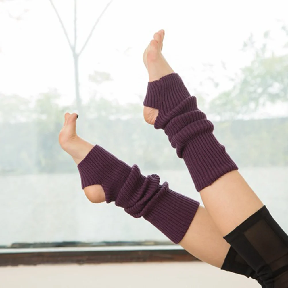

Leg Warmers for Women One Size Dark Purple Cozy Knit Cuffs Socks Dance Exercise Sleep Warmth Retaining Shape Resilient