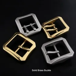 Men's Retro Brass Belt Buckle Leisure Octagonal Kanji Buckle Single/Double Pin 4.0cm Width Belt Buckle