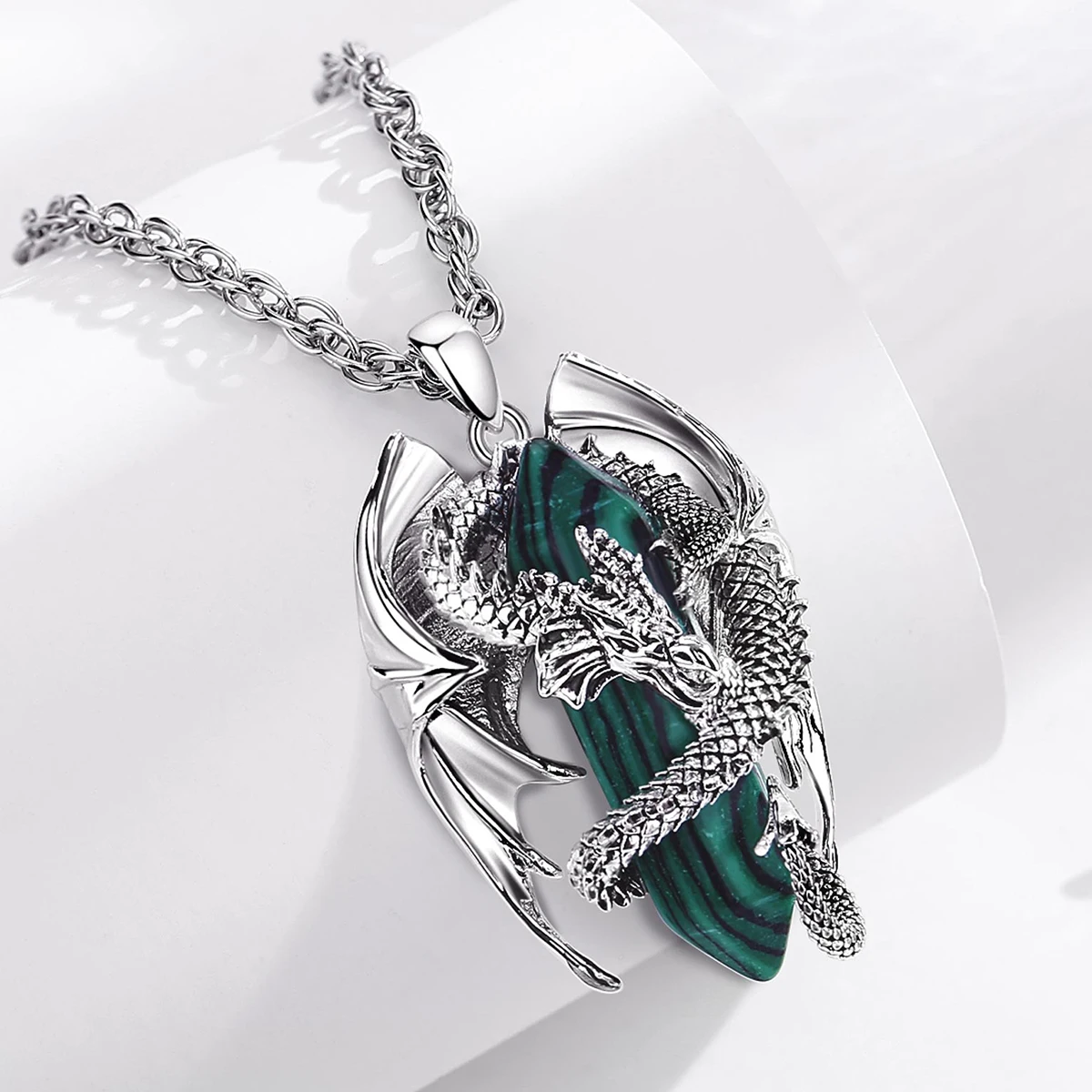 يودورا التنين التوأمة سداسية الملكيت المنشورية قلادة الطاقة شفاء حجر كريستال قلادة المجوهرات الروحية رجل إمرأة #4