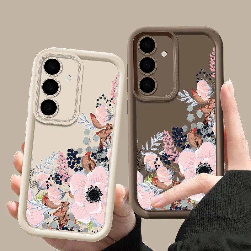 Flower Print Case For Samsung Galaxy S24 S23 S22 Ultra S23 S24 FE A55 A54 A34 A15 A14 A35 A52 A53 A25 A16 5G Soft Silicone Cover