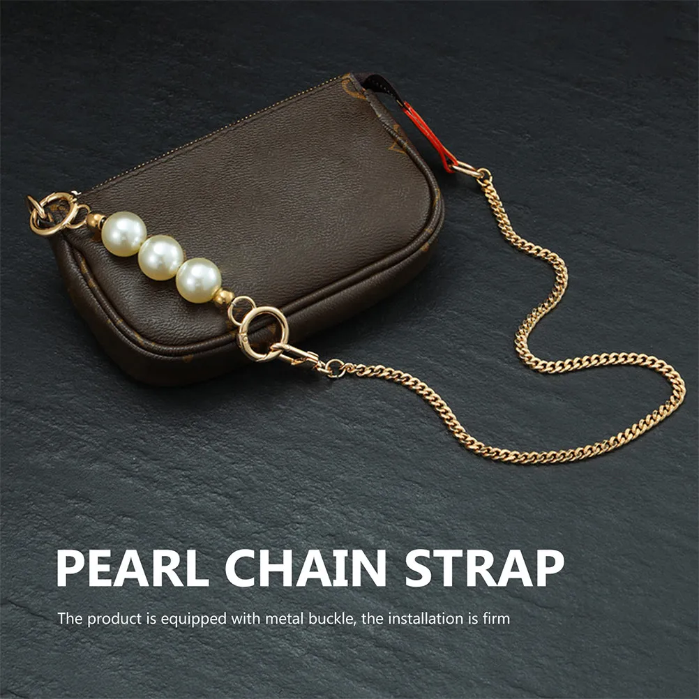 1Pcs Metal Bag Chain Pearl Decorative Shoulder Chain DIY Replacement Extension Strap for Clutch Handbag Fashion Accessories
