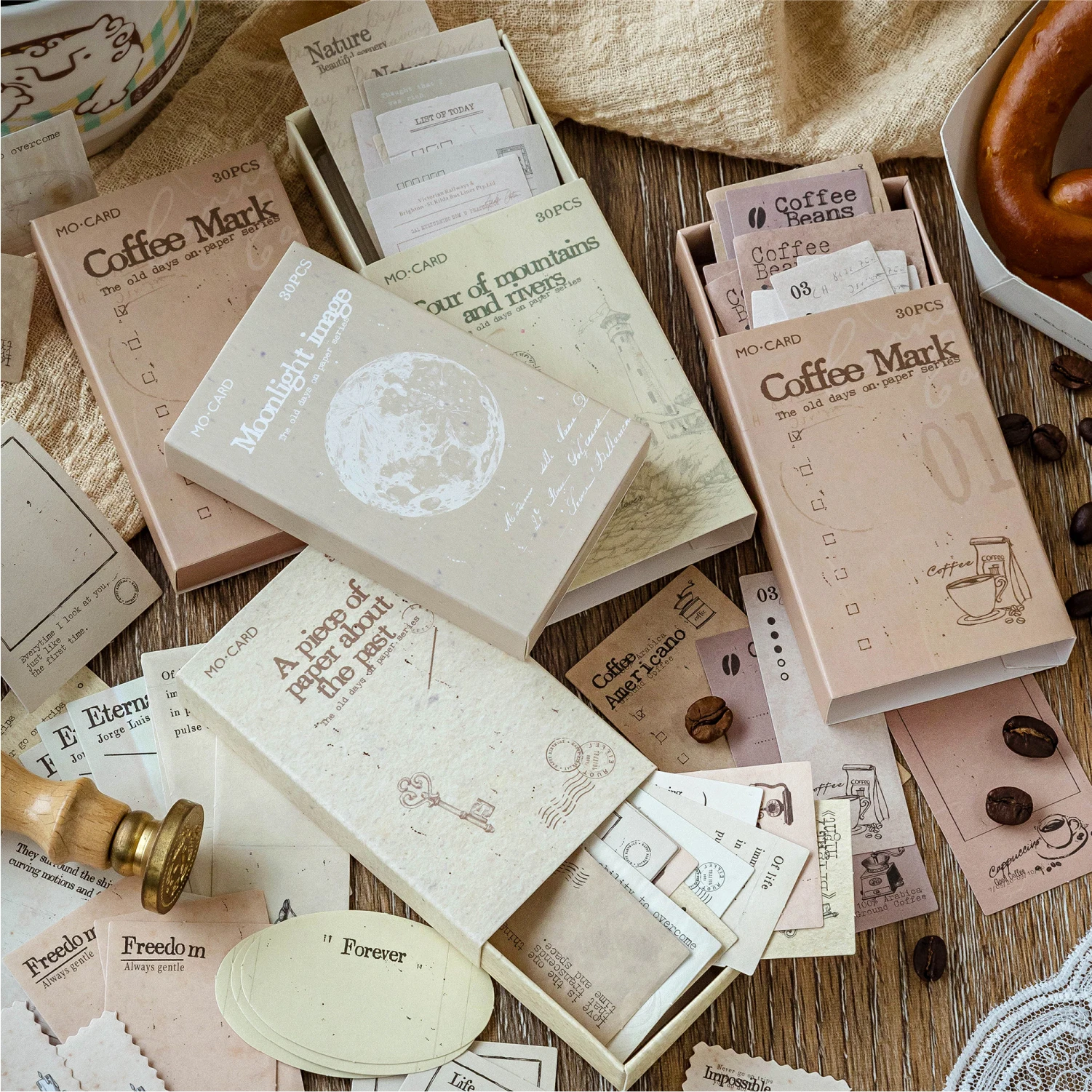 30 ورقة ملصقات مذكرة عتيقة مادة ورق الكرافت DIY بها بنفسك سكرابوكينغ غير المرغوب فيه مجلة لاصقة تزيين القرطاسية #1